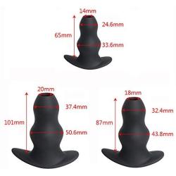 YiFeng 3PCS Medical Silicone Hollow Anal Plug Butt Sex Toys, Masturbation for Men,for Women