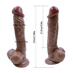 HUOLA Realistic 9 Inch Silicone Soft Ďîldɔ Waterproof Skin Body Massager Tool with Suction Cup for Women Men