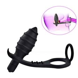 Anal Plug Prostate Vibrator| 10-Speed Silicone Waterproof Rechargeable Penis Ring| Sex Toy for Men or Couples (3.1in)