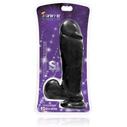 Thick Cock Balls and Amp Suction Dildo, Black, 10 Inch