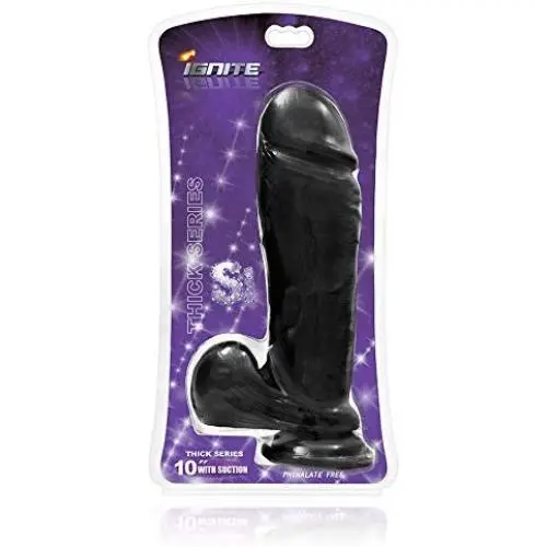 Thick Cock Balls and Amp Suction Dildo, Black, 10 Inch Thick Cock Balls and Amp Suction Dildo, Black, 10 Inch