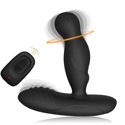 Male Vibrating Prostate Massager with 16+3 Patterns 360 Degree Rotating Head, Wireless Remote Anal Sex Toy for P-Spot Testicles Perineum Stimulation