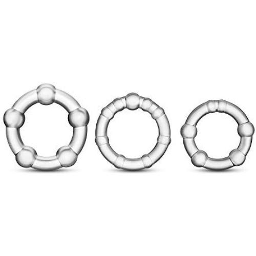 Blush Novelties Stay Hard Beaded Cockrings, Clear, 0.7 Ounce