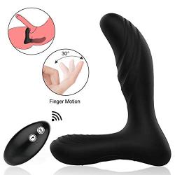 Anal Vibrator Prostate Massager with Finger Motion Technology 10 Vibration Modes, PALOQUETH Male P Spot Massager G Spot Stimulator with Wireless Remote Control,Rechargeable