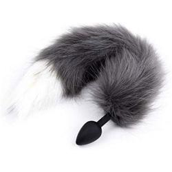 Hotsexon Gray-White Artificial Tail Couple Game Role-Playing Prop Fox Tail Plug