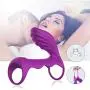 Vibrating Penis Ring-Massager Ring Dual G-spot Vibrator Cock Ring Set,Full Silicone Sex Toy Delay Spray Erection Ring for Men or Couple, Waterproof Vagina Clitoris Stimulator for Women(Purple)