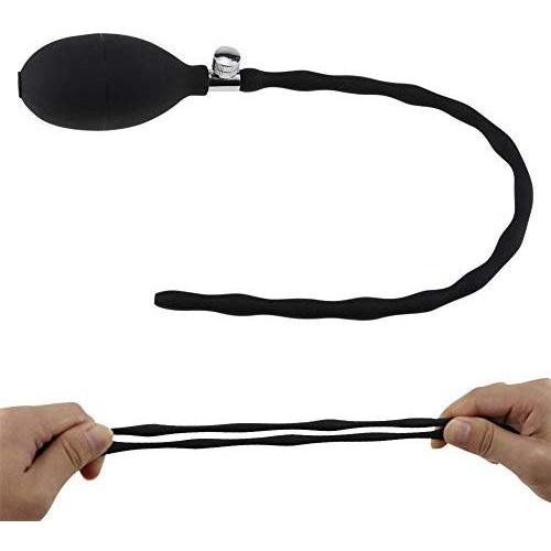 DSstyles Body-Safe Silicone Urethra Balloon Pump with Quick Release Valve Stretch Anal Sex Toys Inflatable Butt Plug Black