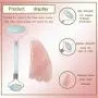 Jade Double-Head Roller Massager Natural Pink Opal Stone Slimming Face Neck Anti-wrinkle Massager Skincare Tool with GuaSha tool with a gift box W3915 (Opal)
