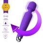 Mini Wand Massager, Fovel Wireless Cordless Portable Small Size Handheld Powerful Massage for Back Neck Shoulder 5 Vibrations & 5 Intensities Silent Waterproof USB Chargeable,Purple Rose