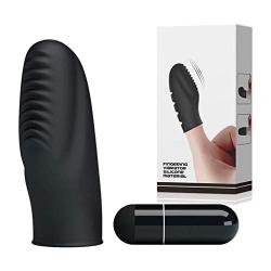 Finger Sleeve Fingering Vibrtor Silicone Finger Vibe Mini Body Massager - Black