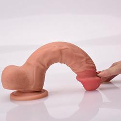 Realistic Dildo 8 inch Fake Penis with Strong Suction Cup and Balls for Vaginal G spot and Anal Play - 100% Waterproof Life Size Adult Sex Toy Discreet Packaging, Flesh