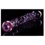 Alibuy Crystal Glass Dildos Penis with light Purple Ridged Spiral Pleasure Wand Anal Beads for Female G-spot Gay Masturbation