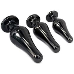 3PCS Metal Anal Butt Plugs Anal Trainer Kit, Eastern Delights Anal Sex Toys for Beginners, Special Grey (Slender)