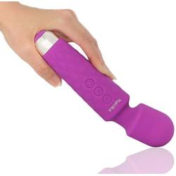Personal Cordless Massager Wand by MagicStick Handheld Waterproof + Powerful Motor and High Quality Silicone Great for Therapeutic Massage and Relaxation 20 Vibration Patterns + 8 Speeds Mini (Purple)