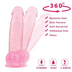 MXJYB 7inch Realistic Soft-Ďîldɔ Massager for Women Wife - Waterproof - Strong Suction Cup MXJYB (Color : Pink)