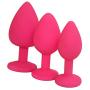 Eastern Delights Elite 3PCS Silicone Jeweled Anal Butt Plugs Anal Trainer Set, Hot Pink
