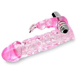 LeLuv Penis Sleeve DEEP DIVER with Vibrating Bullet Clitoral Tickler Textured Rabbit Male or Dildo Enhancement