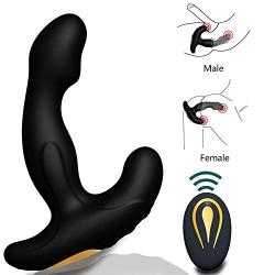 Male Prostate Anal Vibrators Unisex Massager with 12 Stimulation Patterns and 2 Powerful Motors, SXOVO Wireless Remote Vibrating G-spot Waterproof Smooth Silicone Sex Toy for Men, Women and Couples