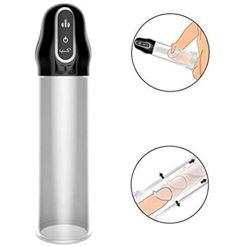 Rzoeox Automatic Penis Vacuum Pump with 4 Suction Intensities for Stronger Bigger Erections, Electronic Male Enhancement Penis Pump with Clear Cylinder for Easy Viewing-USB Rechargeable