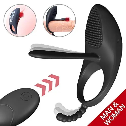 Vibrating Cock Ring with Tongue, Male Penis Ring & Waterproof and Rechargeable Clitoral Stimulator, Remote Control Sex Toy for Couple Play Vibrating Cock Ring with Tongue, Male Penis Ring & Waterproof and Rechargeable Clitoral Stimulator, Remote Control Sex Toy for Couple Play