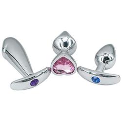 Eastern Delights 3 pcs Metal Jeweled Anal Butt Plugs, Anal Sex Toys Trainer Kit for Beginners