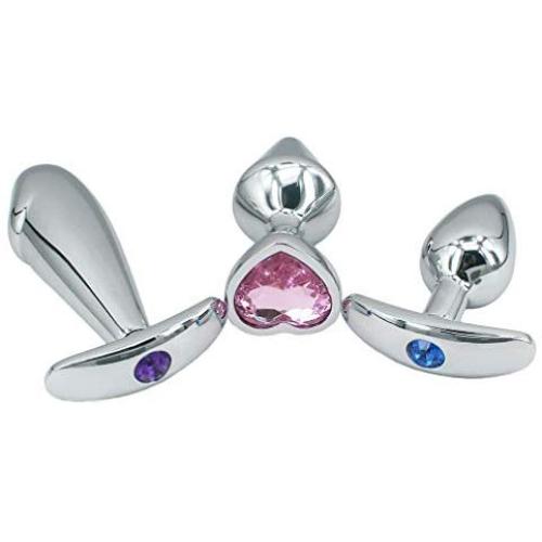 Eastern Delights 3 pcs Metal Jeweled Anal Butt Plugs, Anal Sex Toys Trainer Kit for Beginners