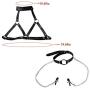 YoungGuor Womens Faux Leather Harness Collar Cupless Bra Open Mouth 2 Pcs Lingerie Set Role Play Costumes