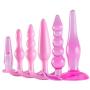 KM80-6 Piece Set Small and Cute Silicone Anale Plugs Massager Suitable for Male&Fmale and Couples Lover (Pink)