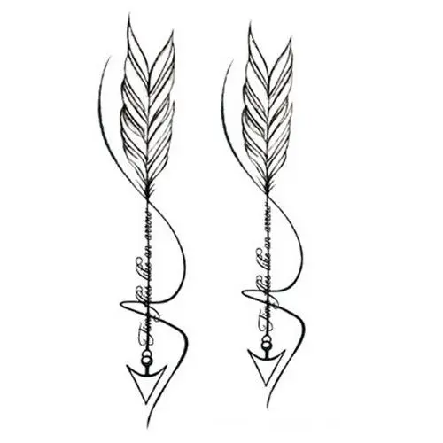 SanerLian Waterproof Temporary Fake Tattoo Stickers Cool Grey Feather Arrow Design Set of 2 SanerLian Waterproof Temporary Fake Tattoo Stickers Cool Grey Feather Arrow Design Set of 2
