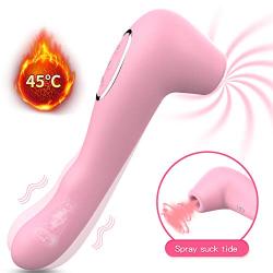 Waterproof Soft 12 Modes Dual Motor USB Rechargable Wireless Cordless Silent Sucking Vǐbrǎtǒr Function forwomen Suction Pleasure (Color Pink)