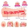 Male Masturbator Oral Blow Deep Throat Job,3D Lifelike Vagina and Mouth with Teeth Tongue Pussy Pocket for Male Sex Toys for Men