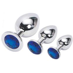 Dxhycc 3 Piece Jewelry Stainless Steel Anal Plug, Deep Blue, 8 Ounce