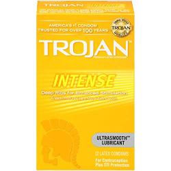 TROJAN Intense Ribbed Condoms, 12 Count