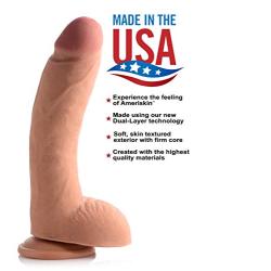 Usa Cocks Ultra Real Dual Layer Suction Cup Dildo, Medium Skin Tone, 10 Inch