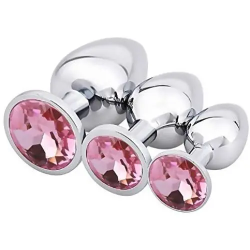 XKiss 3 Pcs Luxury Jewelry Design Fetish Stainless Steel Anal Butt Plug Fantasy Sex Restraints Bondage SM Large+Medium+Small Anal Stimulation Toy for Unisex Masturbation with Penis Ring(Pink) XKiss 3 Pcs Luxury Jewelry Design Fetish Stainless Steel Anal Butt Plug Fantasy Sex Restraints Bondage SM Large+Medium+Small Anal Stimulation Toy for Unisex Masturbation with Penis Ring(Pink)