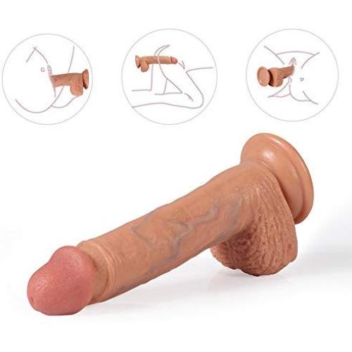 Realistic Dǐldo with Realistic Replica of Gǐans and Těsticles Suction Cup Real Pěnis Replica for Vagǐnal G Point and Anal Play