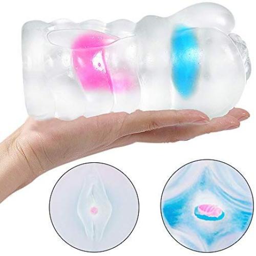 Male Masturbator Crystal Pocket Pussy Male Sex Toys Realistic Textured Vagina Masturbation for Man Free Your Hands 3D Masturbators with 2 Cock Rings