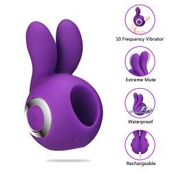 G Spot Rabbit Vibrator with Bunny Ears Silicone Rechargeable Dildo Vibrator Clit Stimulator Finger Vibration Ring Sex Toys Massager with Quiet Dual Motor 10 Vibration Modes for Women Couple