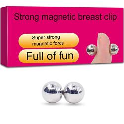 OUYAWEI Adult Products Strong Magnetic Nipple Clip Labia Clip Masturbation Sucking Breast Couple Teasing Stainless Steel Magnetic Ball Alternative Sex Toys 2 Pairs (4)