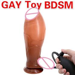 sandywident 2018 New Gay Belsiang Huge Inflatable Dildo Pump Big Butt Plug Penis Realistic Large Soft Dildo Suction Cup Sex Products(Black,One Size) Sex Toys New Arrivalfor Women Ladies