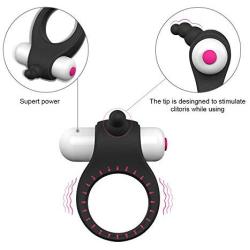 Vibrating Cock Ring - Penis Ring Dildo Vibrator with Clit Stimulator – Soft Silicone, Flexible, Enhances Hardness and Performance Increase Stamina – Sex Toy Men Women –Tango by Honey Adult Play -Black