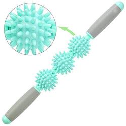 2019 Muscle Roller Stick 3 Ball, Restore Pressure Point Muscle Roller Massage Stick with Soft Spikes for Reducing Body Muscle Soreness (Mint Green)