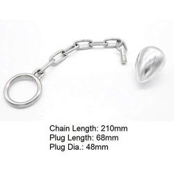 FeiGu Stainless Steel Anal Butt Plug Chain Penis Ring Locking 14