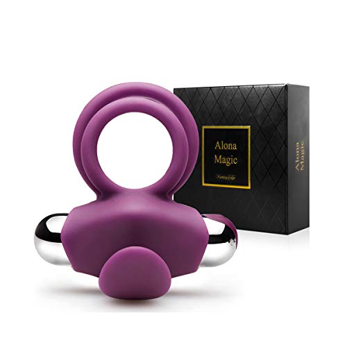 Alona Silicone Vibrating Cock Ring, Rechargeable Luxury Penis Ring Vibrator, Powerful Sex Toy for Male or Couples, Super-Stretchy & Waterproof