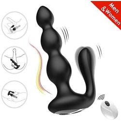 Male Prostate Massager with Testes Stimulation, 9 Speed Vibrating Anal Butt Plug Dual Motors G-spot Vibrator & Anal Stimulator Wireless Remote Anus Sex Toy for Men, Woman & Couples