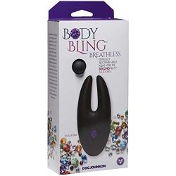 Doc Johnson Body Bling - Breathless - Jeweled 8 Function Rechargeable Mini-Vibrator in Soft and Flexible SecondSkyn Silicone - Panty Vibe - Bunny Ears, Purple