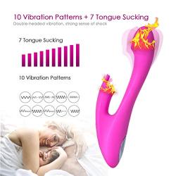 G Spot Rabbit Vibrator Dildo with Bunny Ears Clitoral Vagina Vibrating Stimulation for Women, Ridmii Waterproof Quiet Dual Motors Tongue Sucking Finger Vibrators with 17 Vibration Modes Rechargeable