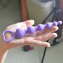 LoveI Anal Sex Toy Beads Butt Plug Heart Shaped Prostate Massager with Safe Pull Ring Handle Soft Carry Bag Unisex G Spot - Purple
