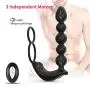 UTIMI Butt Plug with Penis Ring & Anal Bead Vibrator Prostate Massager, Ejaculation Enhancer Erection Prolonger, 3 Powerful Motors Built-in