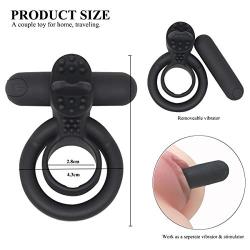 Vibrating Penis Ring with Tongue, Male Cock Ring & Clitoral G-Spot Bullet Vibrator Clitoris Stimulators Powerful Sex Toys for Couple Prolong Sexual Pleasure Rechargeable (Black)